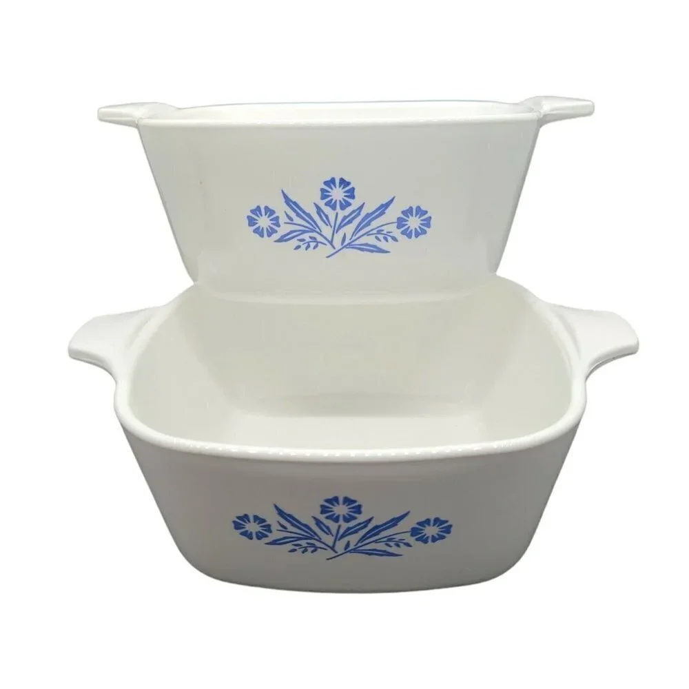 2 Corning Ware 22oz Petite Casserole Dishes P-43-B Blue Cornflower USA No Lids